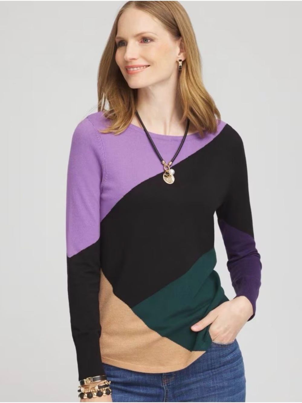Chico's Purple Crewneck Top